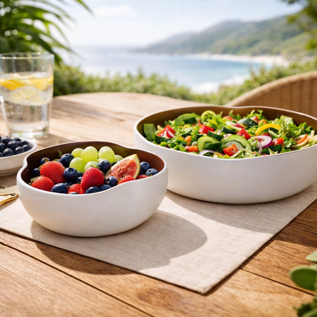 Weiß und goldene Keramikschale 34x34x10 cm