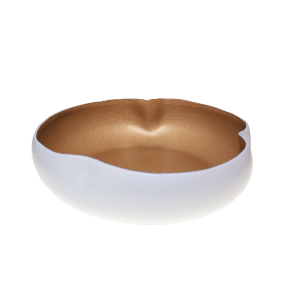 Weiß und goldene Keramikschale 34x34x10 cm