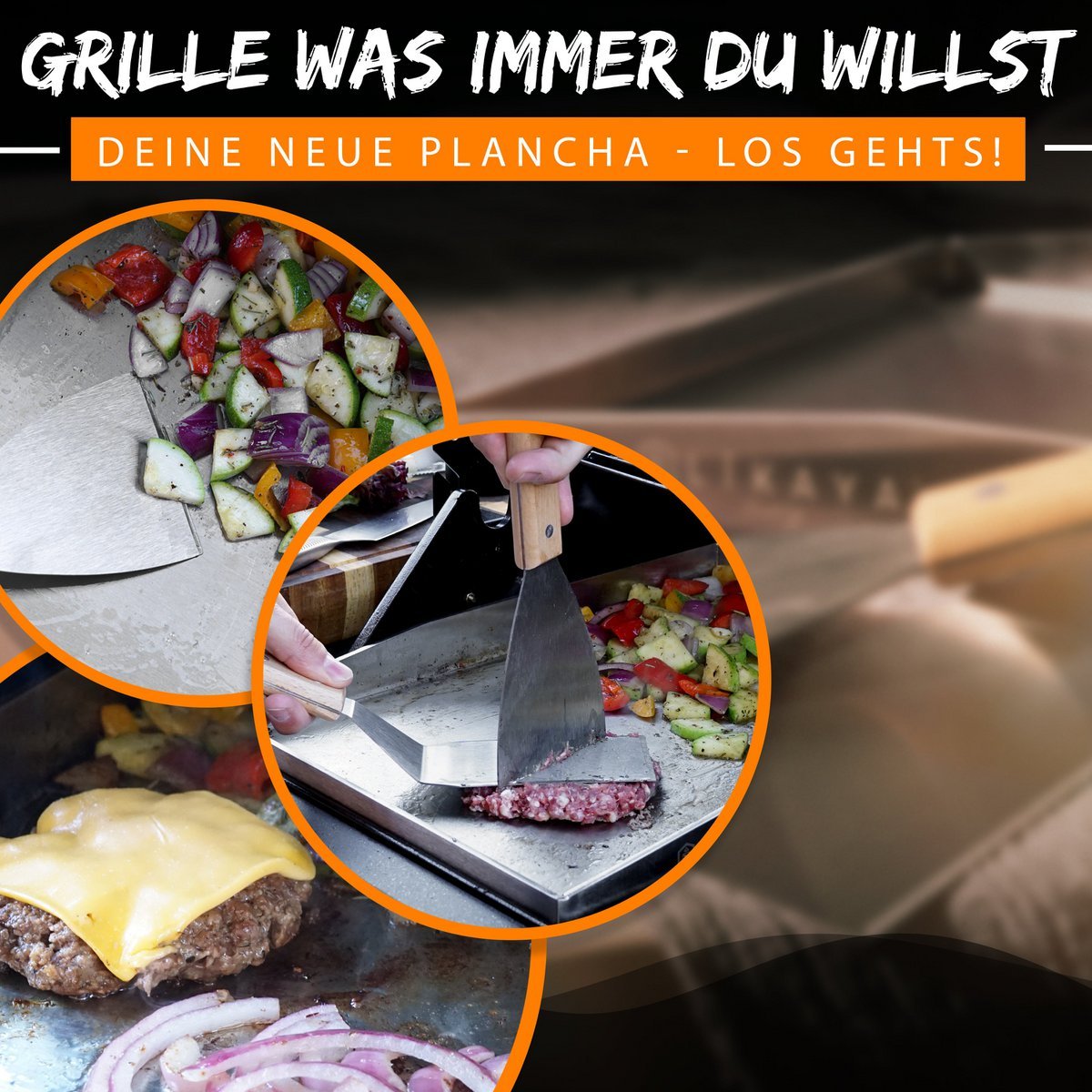 Grillplatte/Plancha [30 x 40 x 4cm] inkl. 2x Grillspachteln Size: 30 x 40cm,Loch für fettablauf: mit Loch