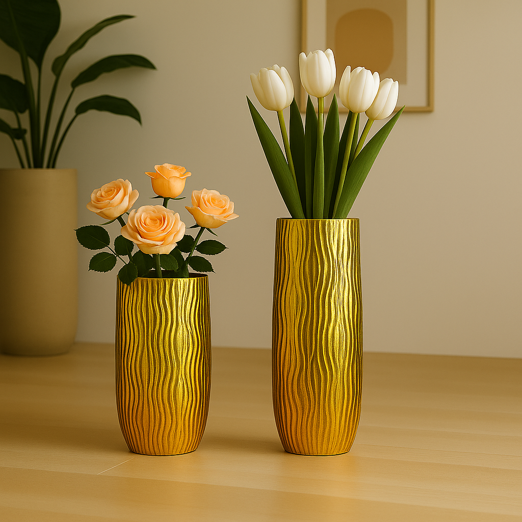 Goldene Vase in Polyresin 36x36x90 cm