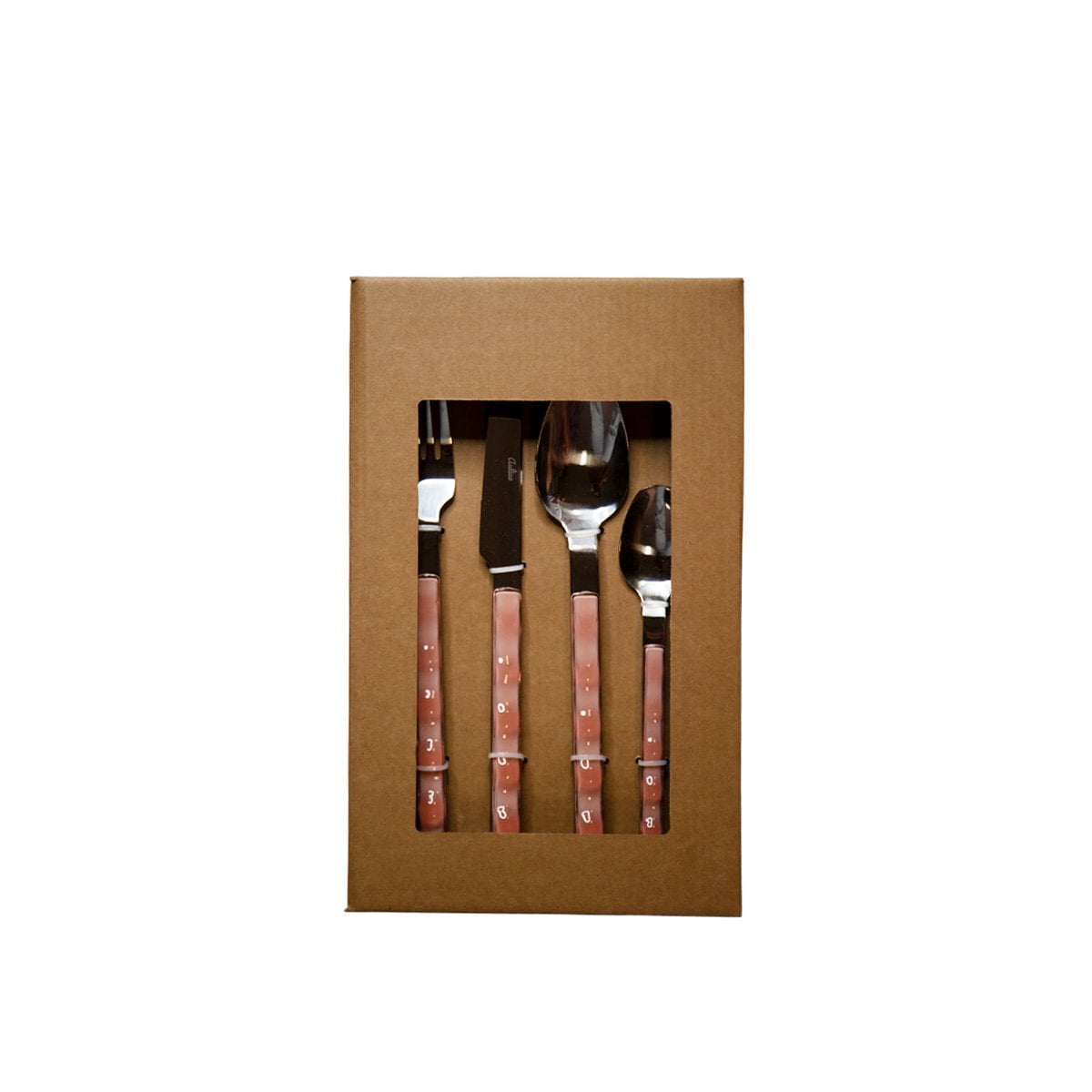 Hausfrau 24 Stück in Silber mit rosa Griff