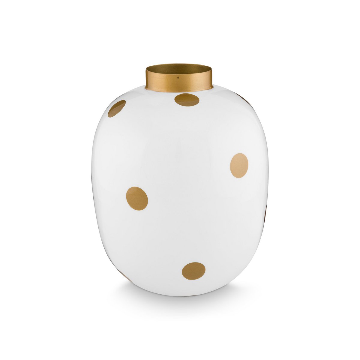 Vase Metal Dots White-Gold 32cm