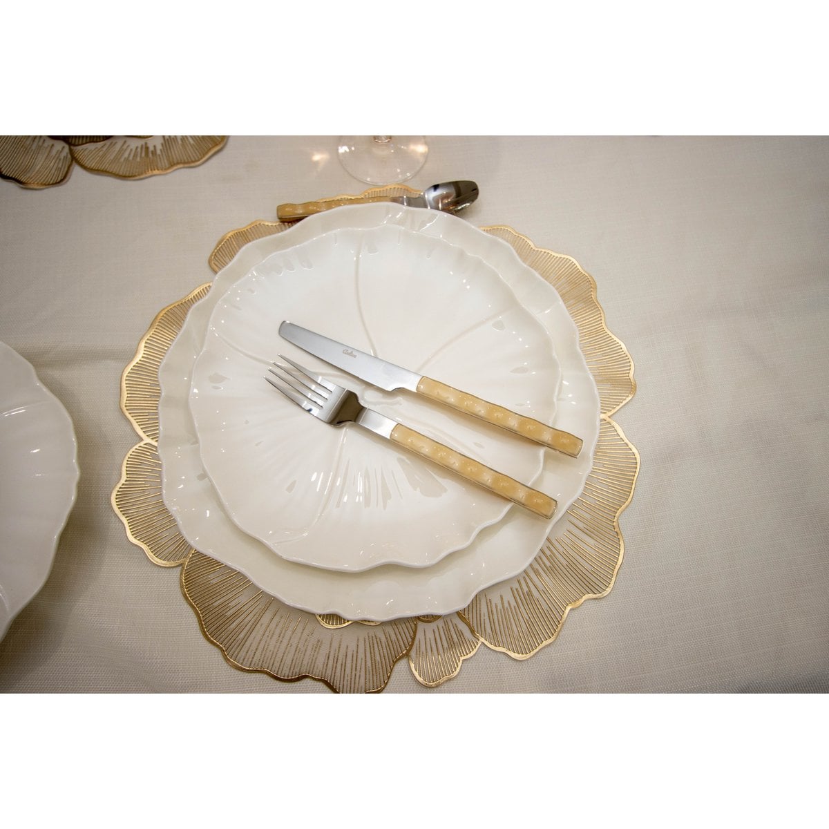 Hausfrau 24 Stücke in Silber mit beige Griff