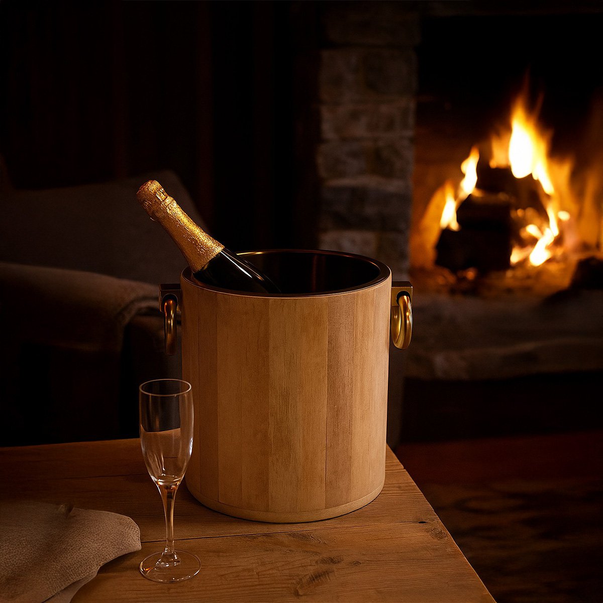 Champagnereimer in Weißgold Metall Gold 25x30x28 cm